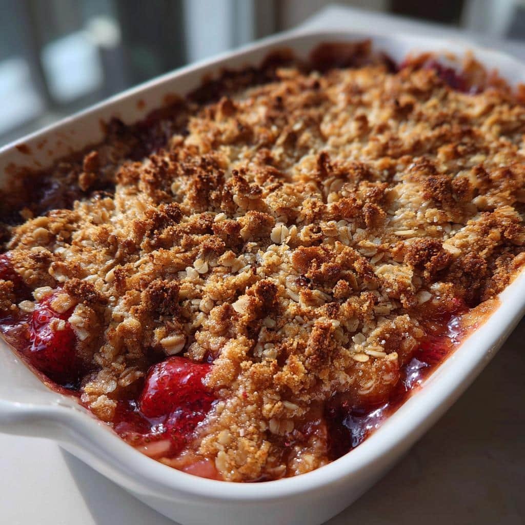 Air Fryer Strawberry Rhubarb Crisp