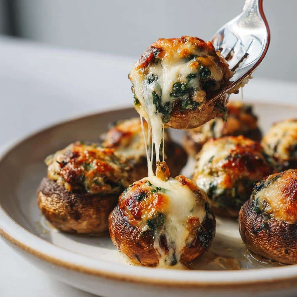 Air Fryer Stuffed Mushrooms (Spinach & Cheese) - detail 1