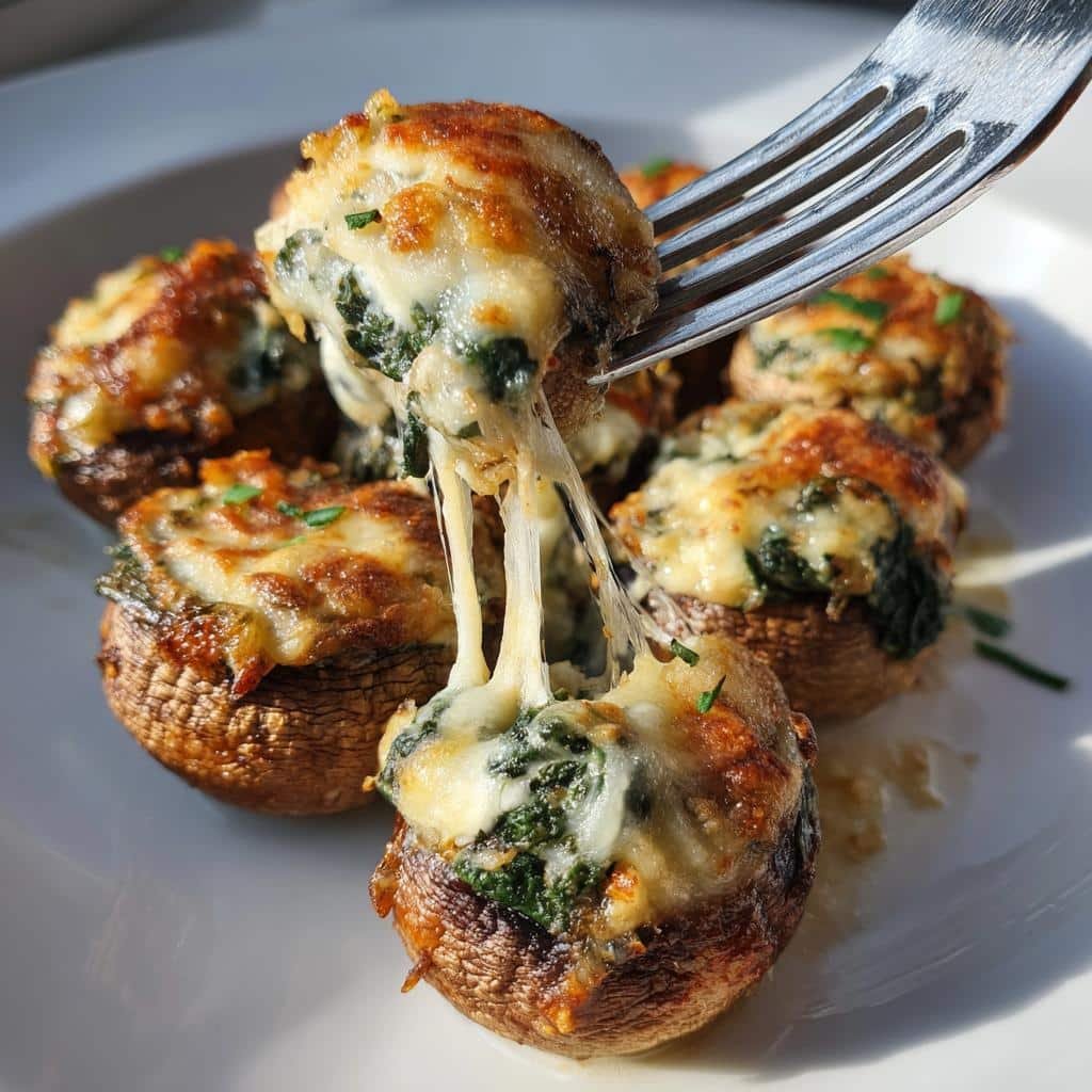Air Fryer Stuffed Mushrooms (Spinach & Cheese)