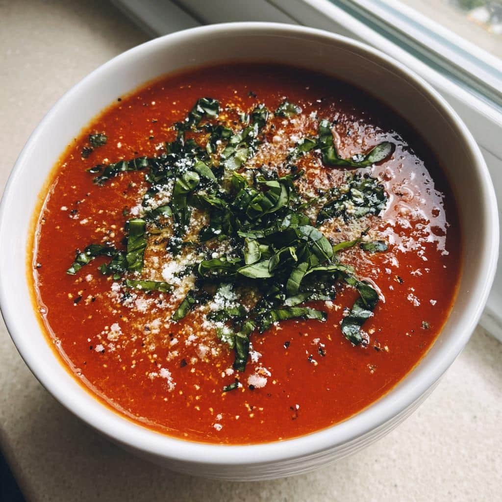 Air Fryer Tomato Basil Soup Bowl