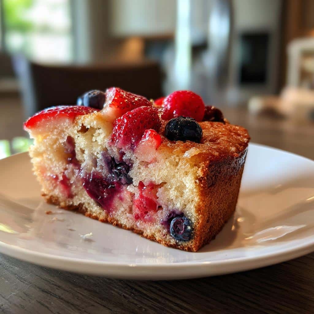 Air Fryer Triple Berry Cake