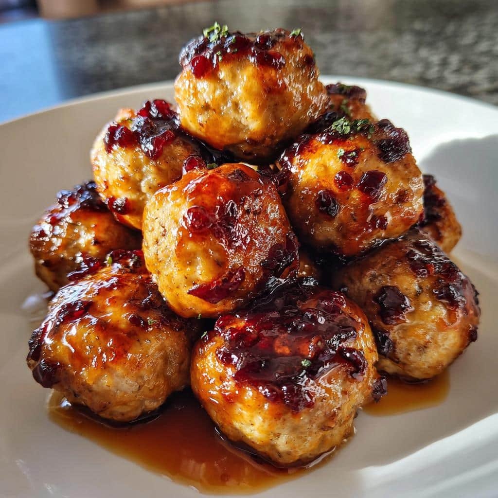 Air Fryer Turkey Cranberry Meatballs (Sweet)