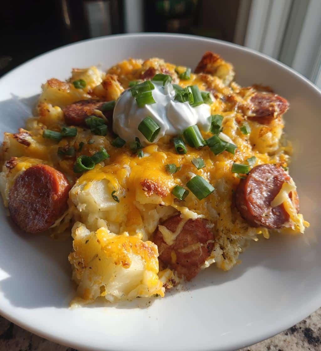 cheesy ranch potatoes and smoked sausage - detail 1