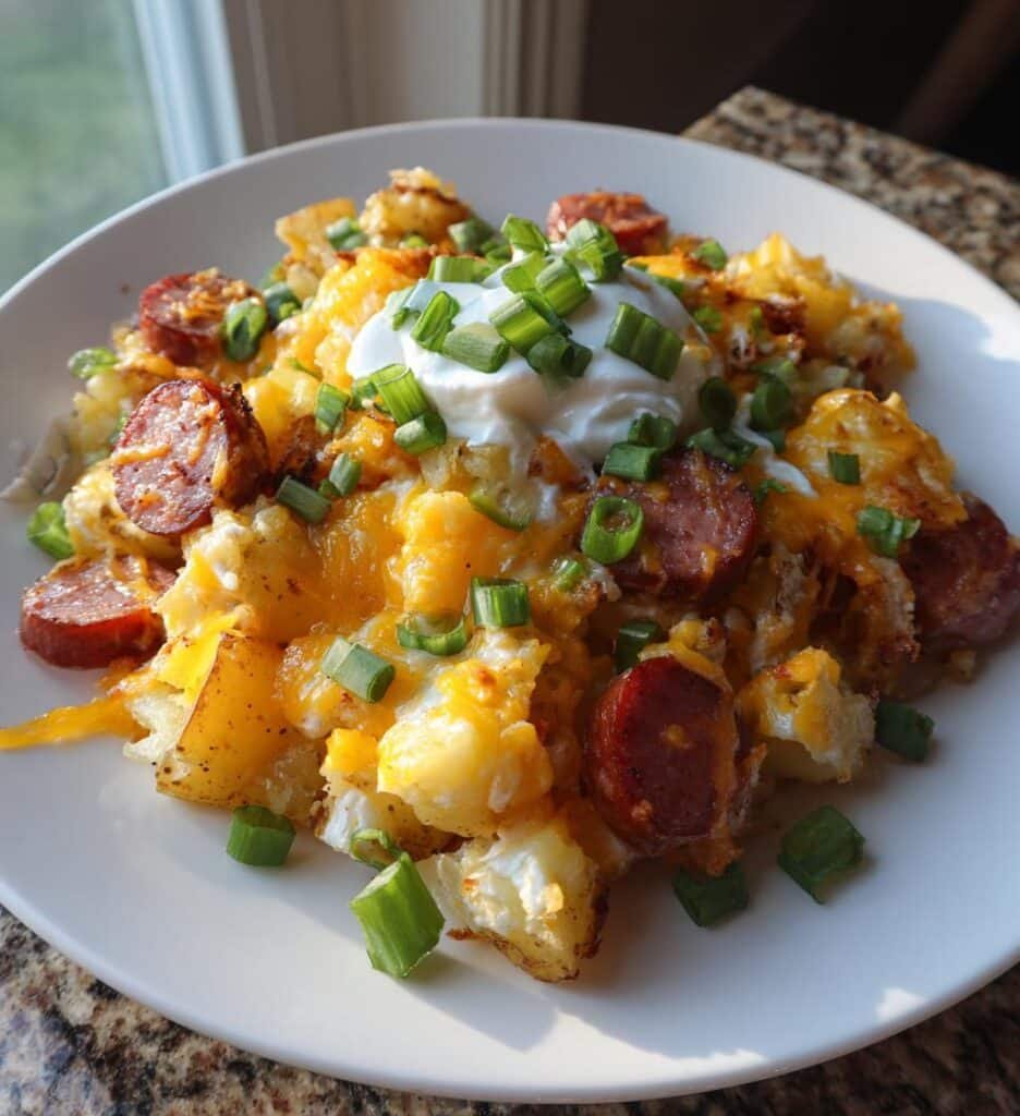 cheesy ranch potatoes and smoked sausage