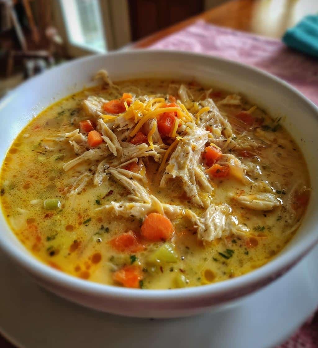 cheesy turkey and vegetable soup - detail 1