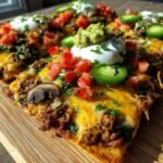 sheet pan nachos ground beef spinach and mushrooms