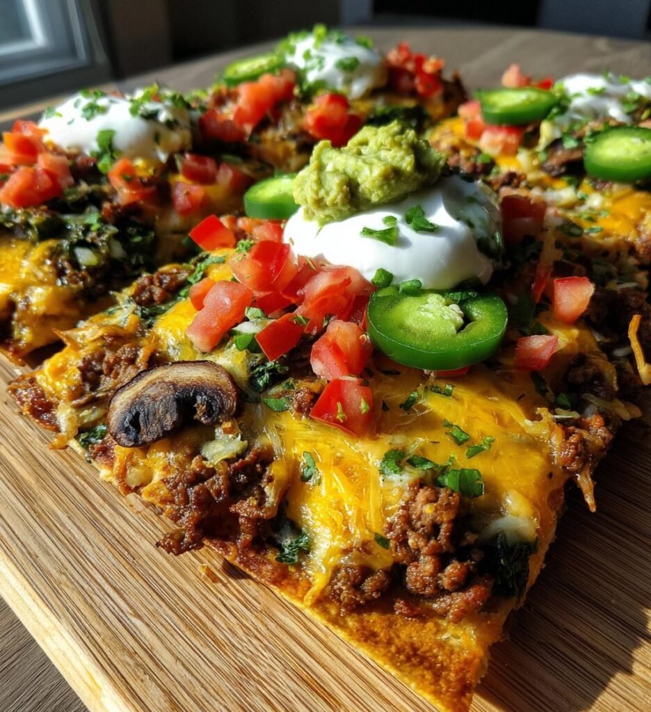 sheet pan nachos ground beef spinach and mushrooms