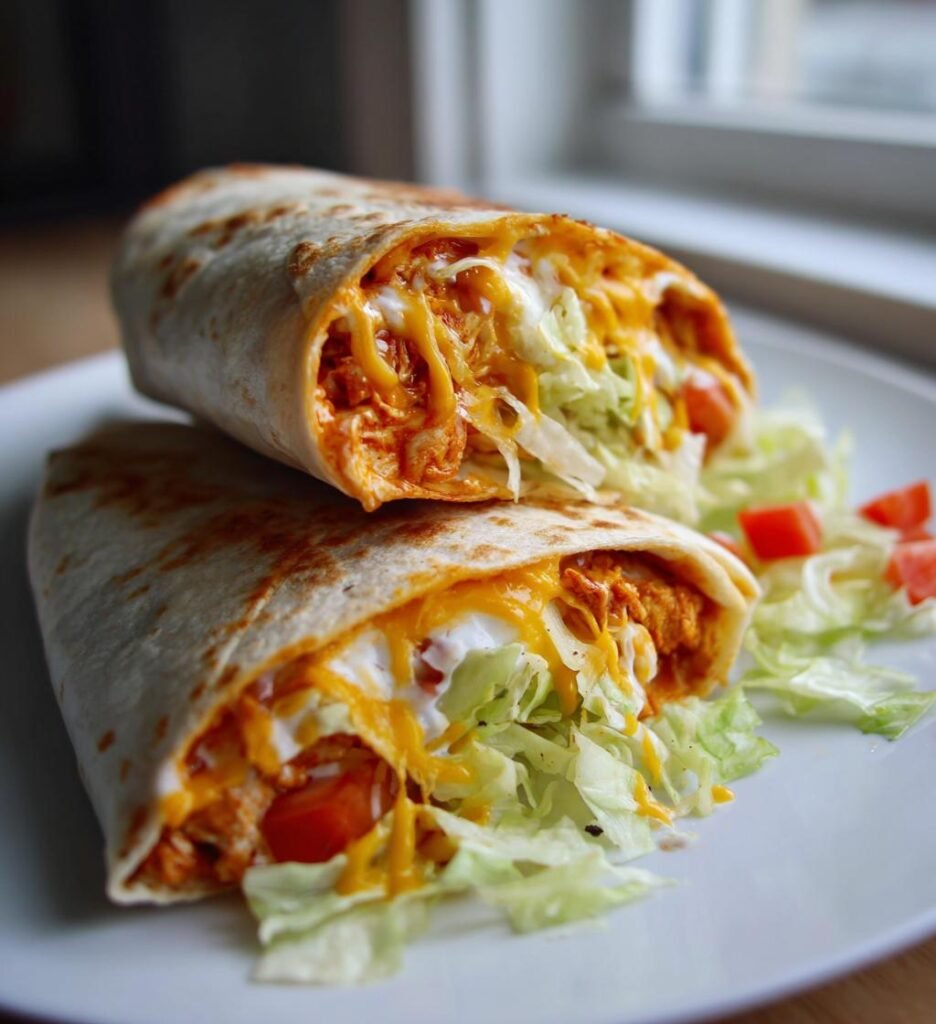 cheesy buffalo chicken burritos