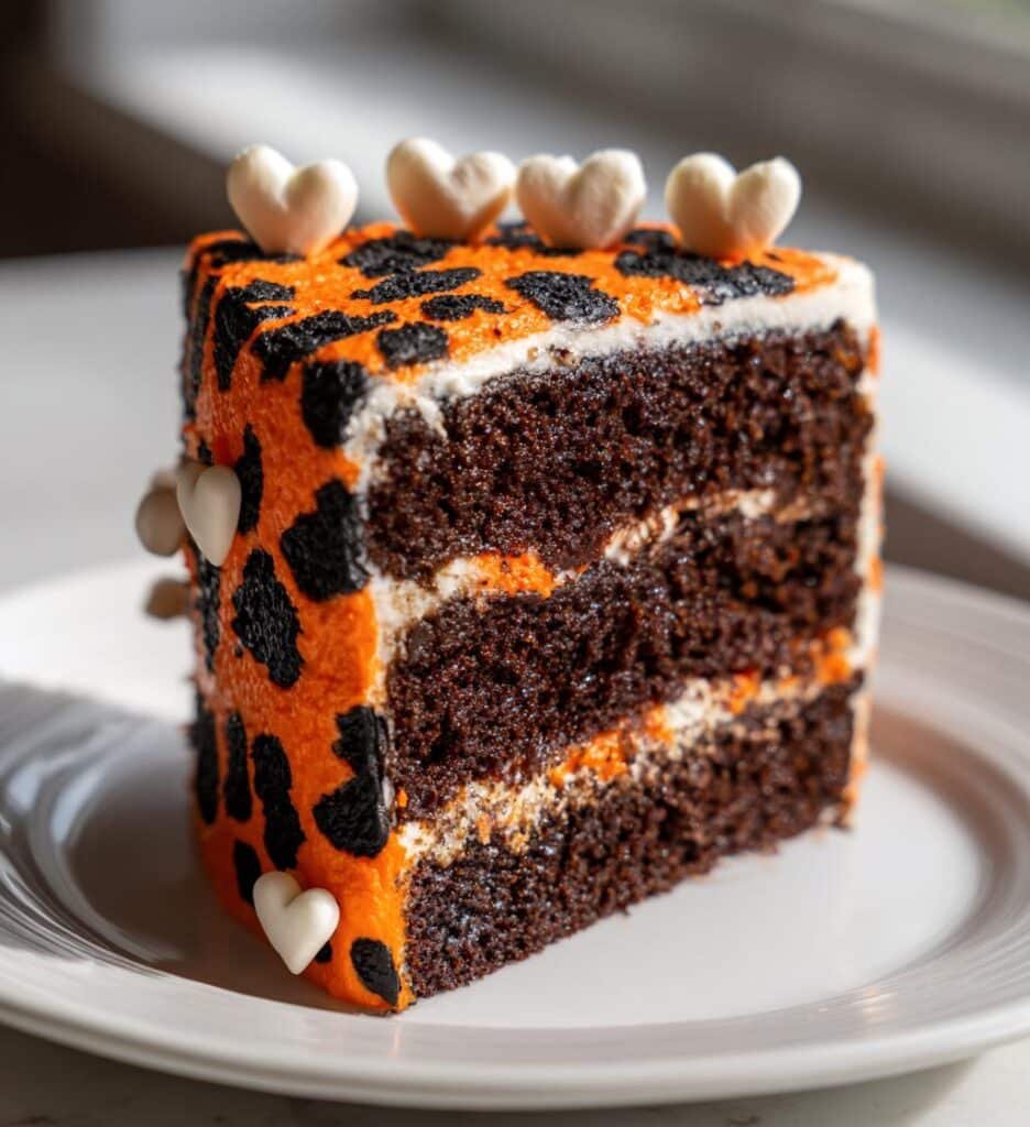 cheetah print heart cake