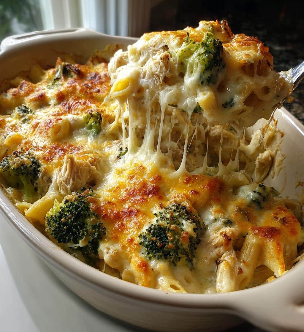 chicken broccoli pasta bake - detail 1