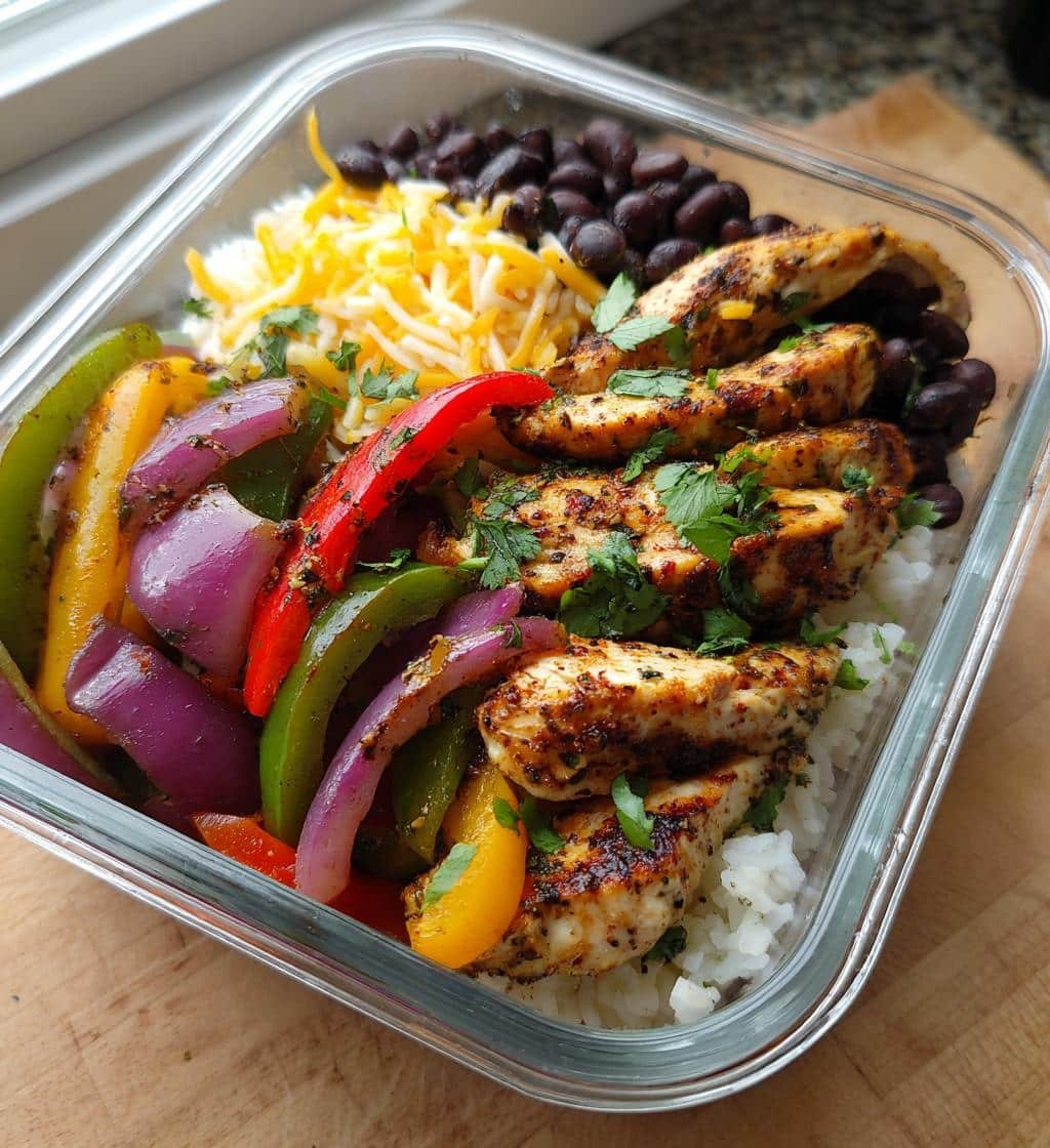 chicken fajita meal prep bowls - detail 1