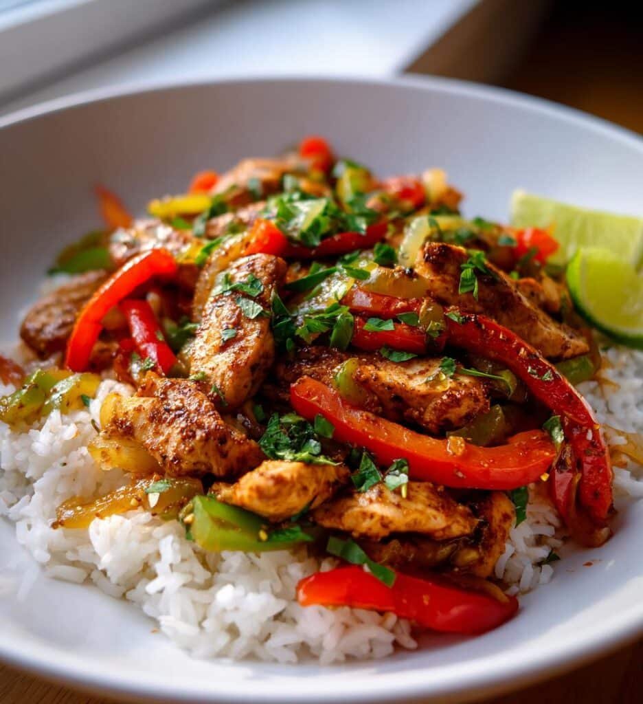 chicken fajita rice bowls