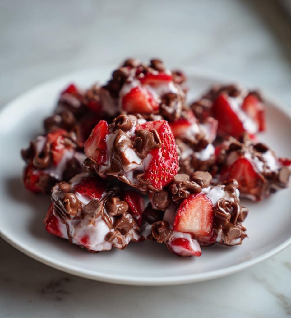 chocolate strawberry greek yogurt clusters