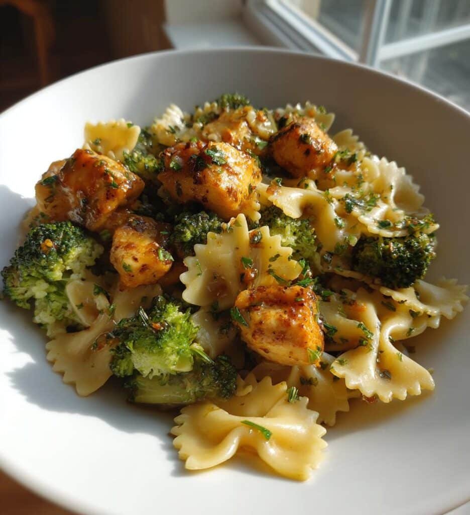 cowboy butter lemon bowtie chicken with broccoli