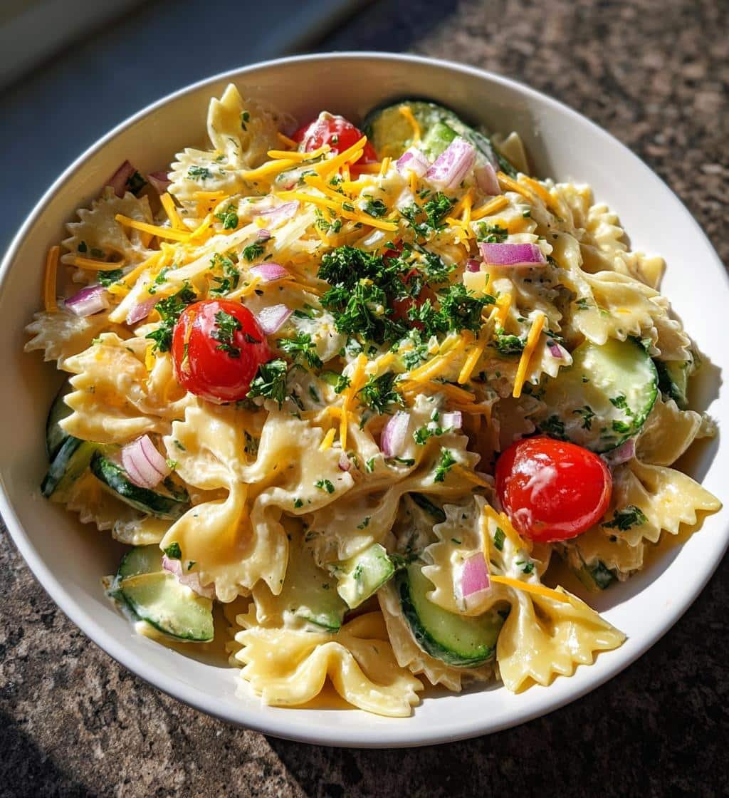 creamy bow tie pasta salad you must make - detail 1