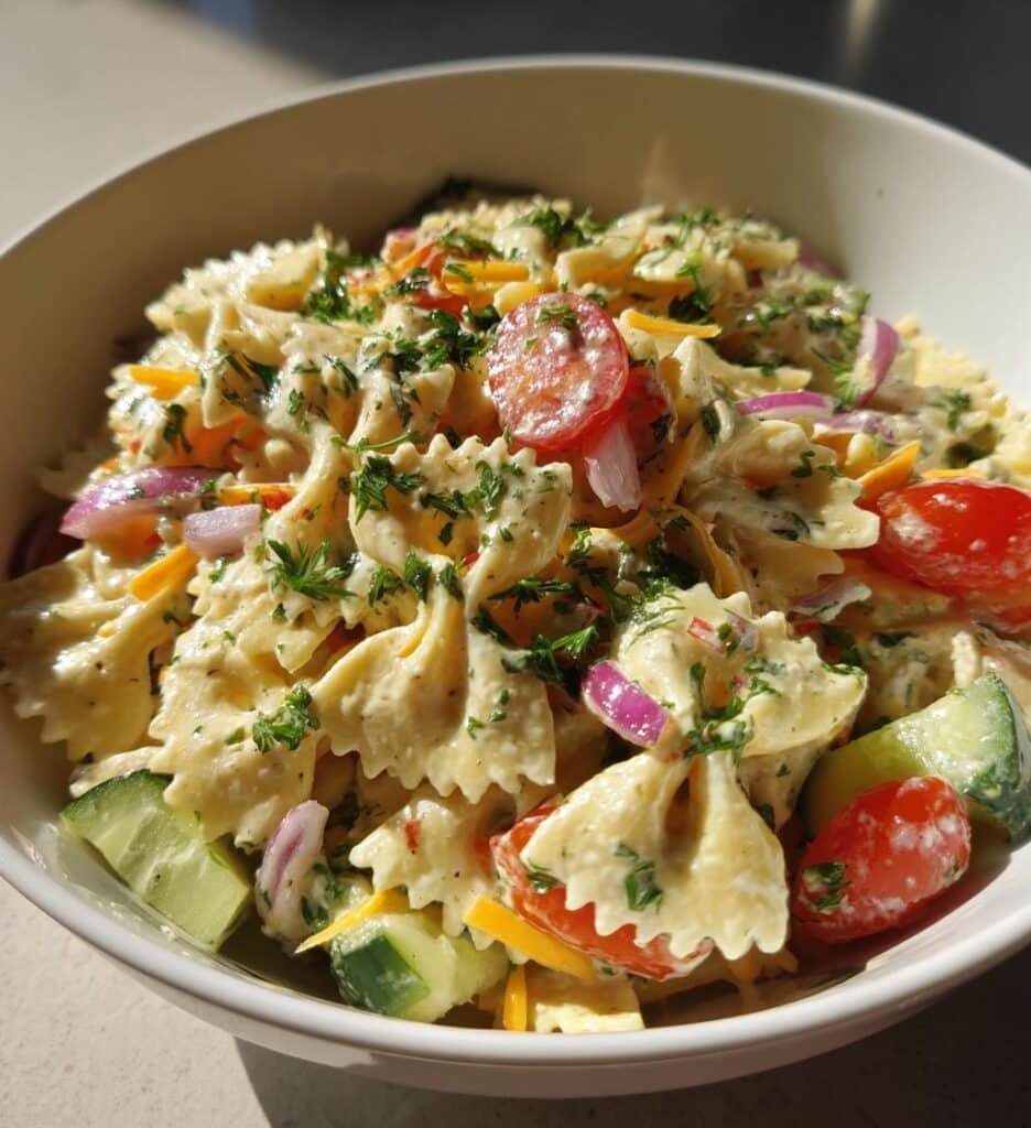 creamy bow tie pasta salad you must make