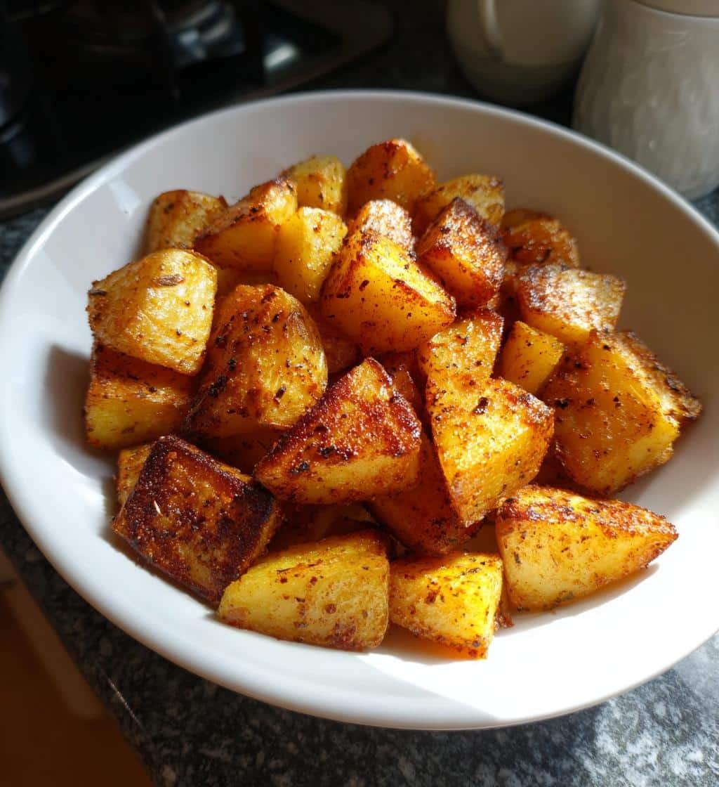 crispy roasted mustard potatoes - detail 1