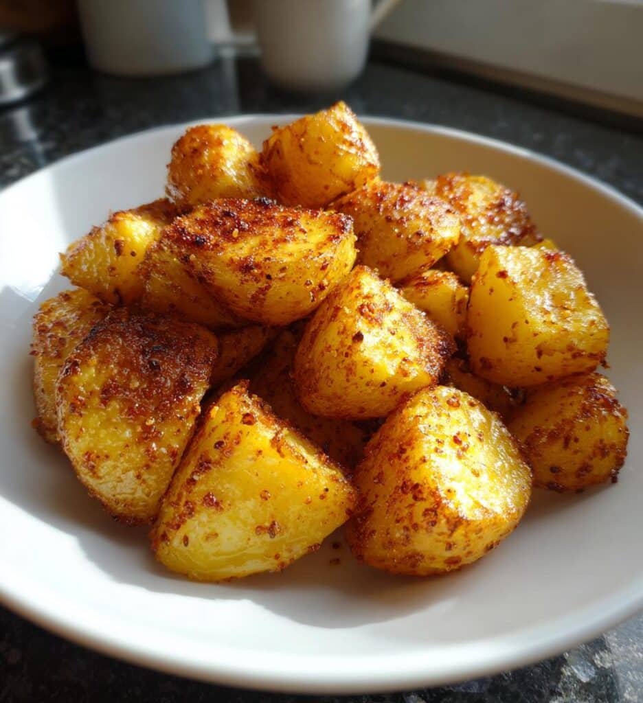 crispy roasted mustard potatoes