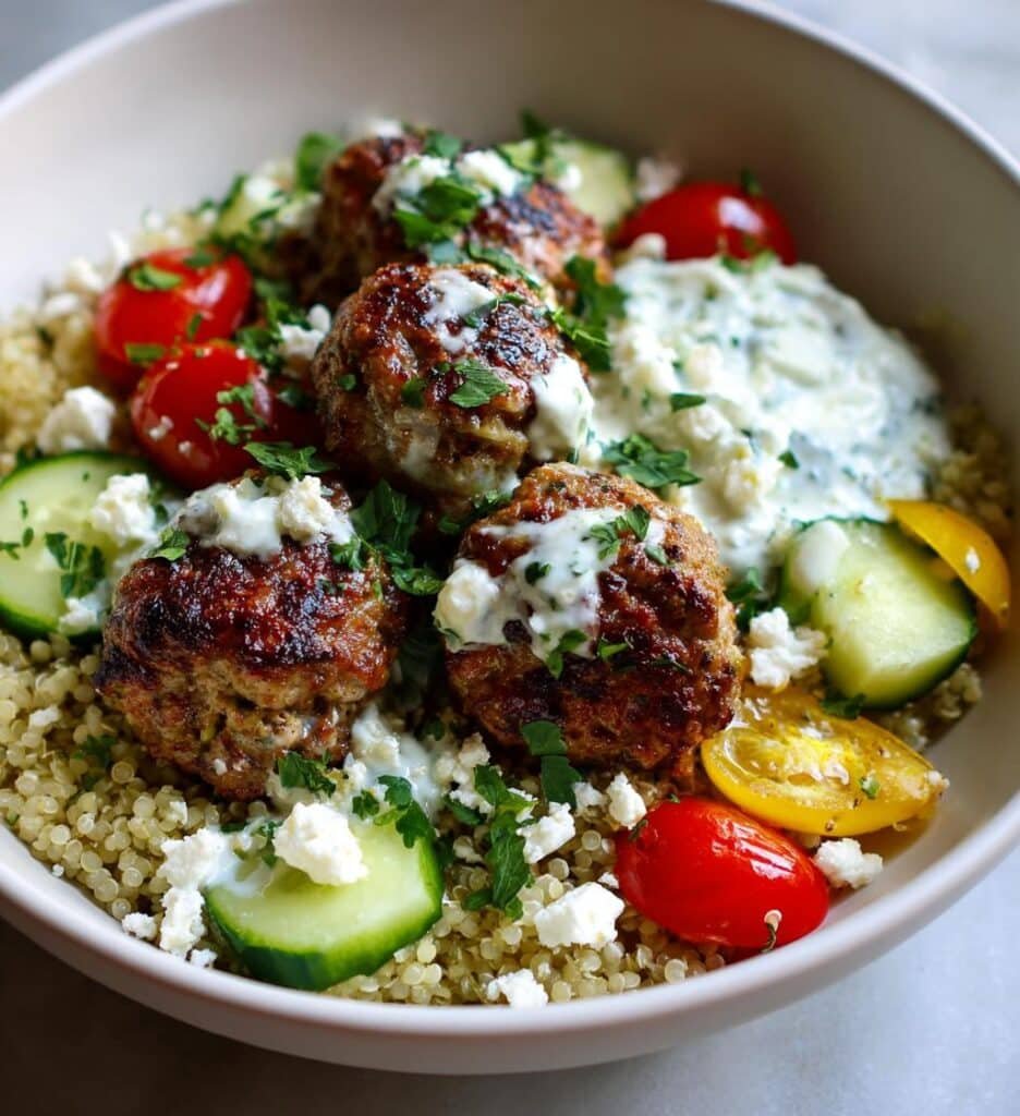 delightful mediterranean meatball bowl recipe youll love
