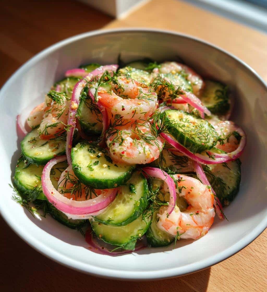 fresh cucumber shrimp salad - detail 1