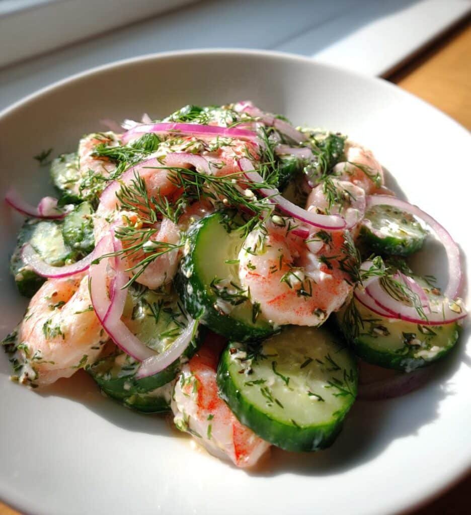 fresh cucumber shrimp salad