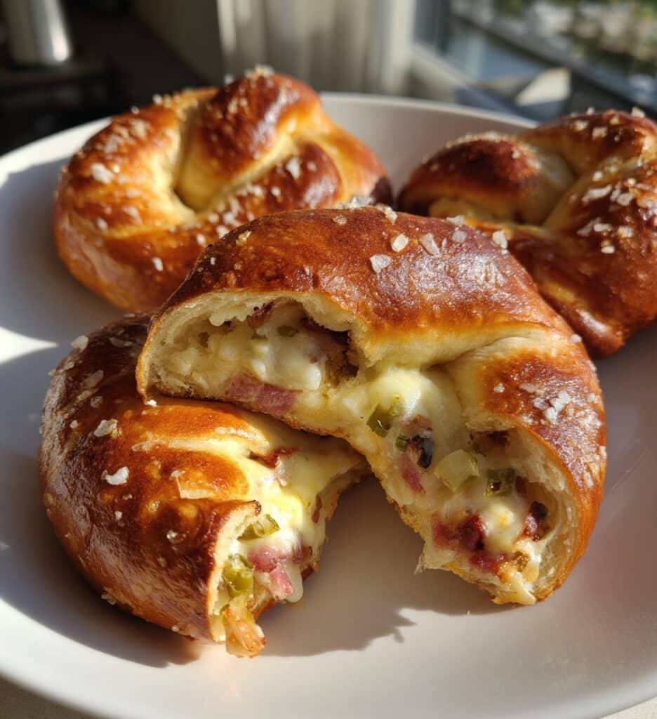 ham swiss and jalapeno stuffed pretzels recipe