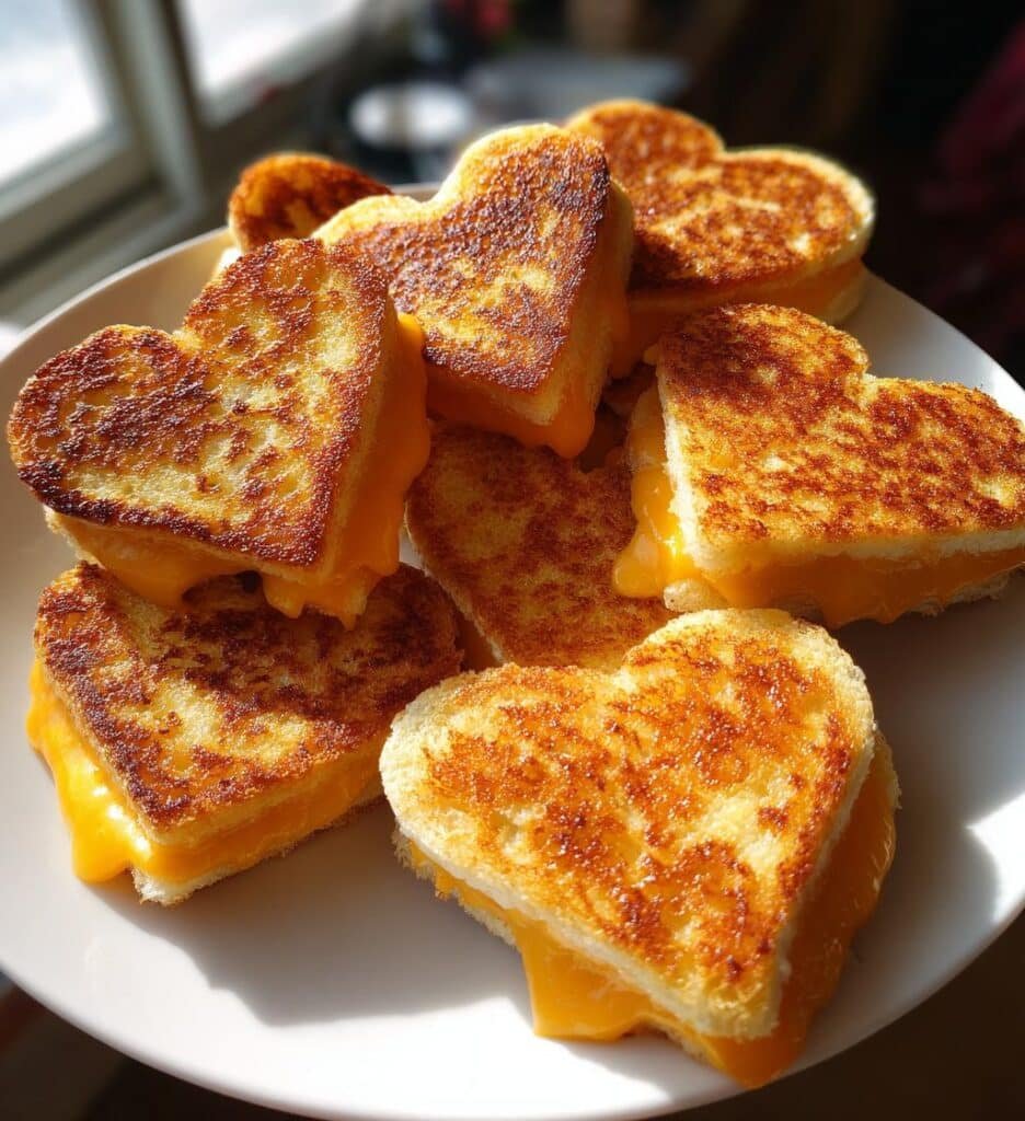 heart shaped grilled cheese dippers