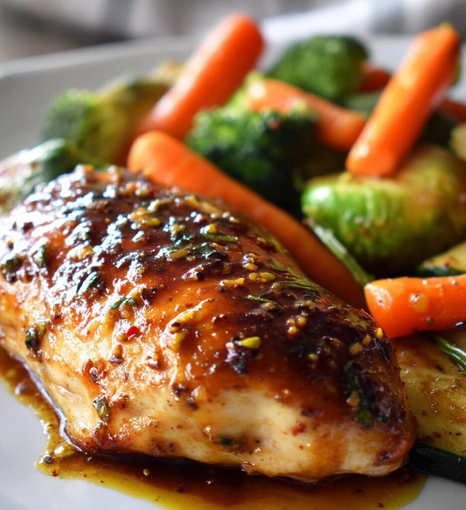 honey mustard glazed chicken with roasted vegetables