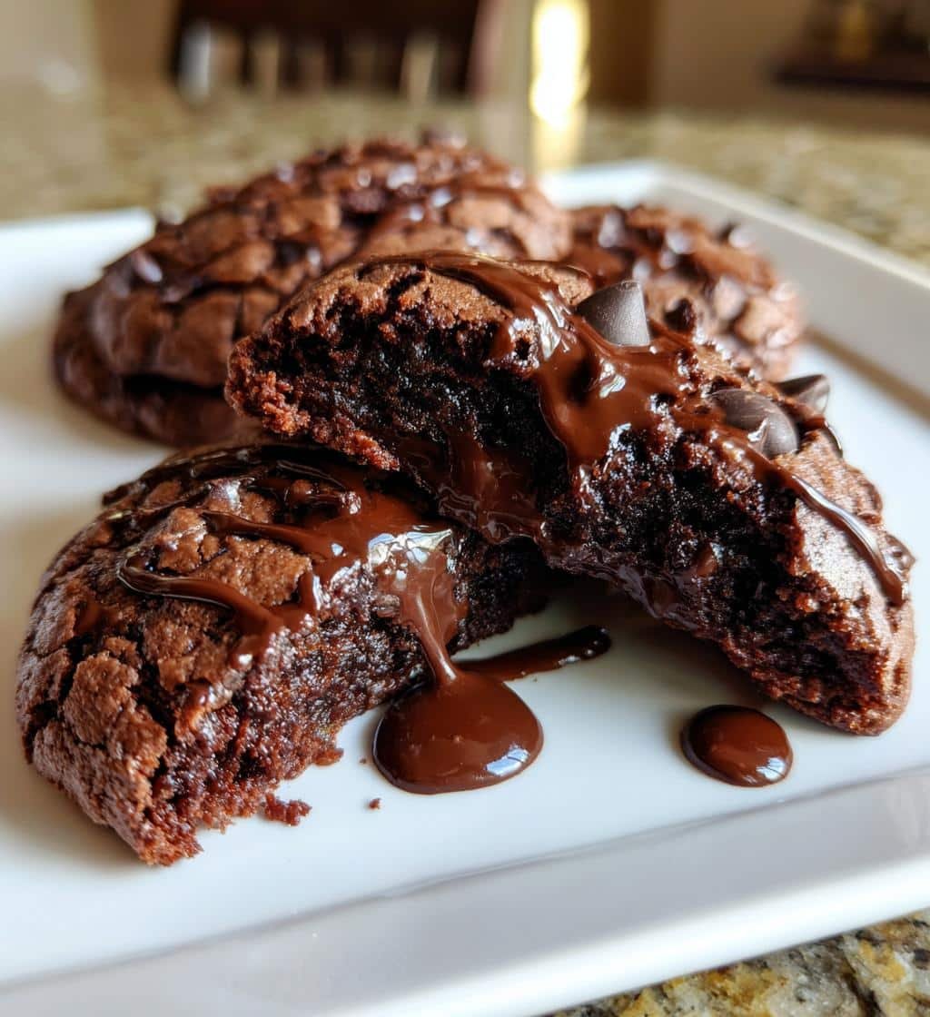 indulgent gooey chocolate ganache cookies - detail 1