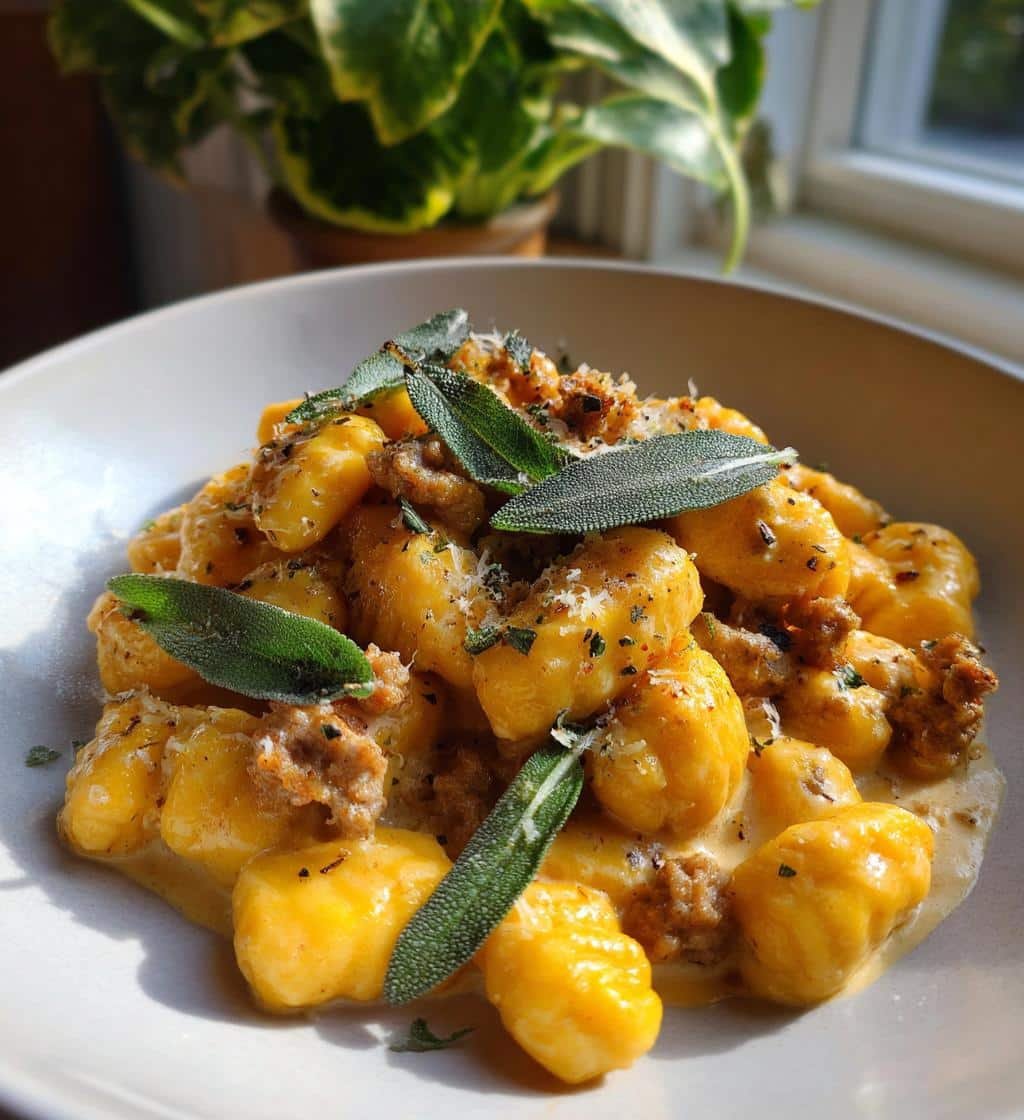 irresistible creamy butternut squash gnocchi with sausage - detail 1