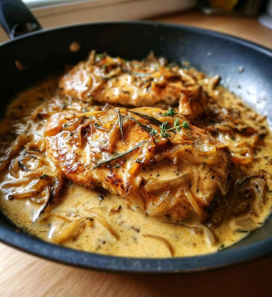 irresistible skillet chicken in onion sauce recipe