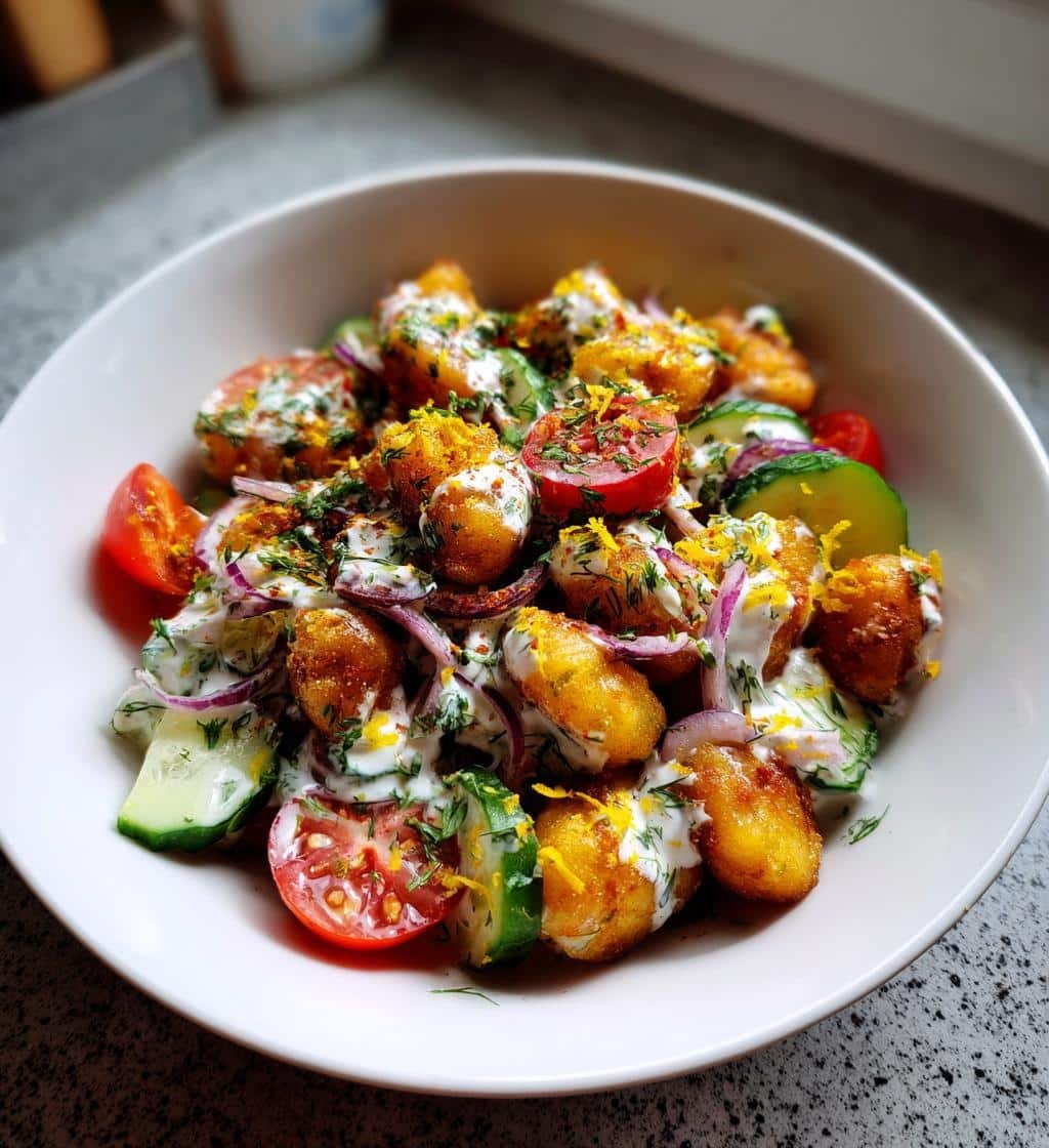 knuspriger gnocchi salat mit joghurt dressing - detail 1