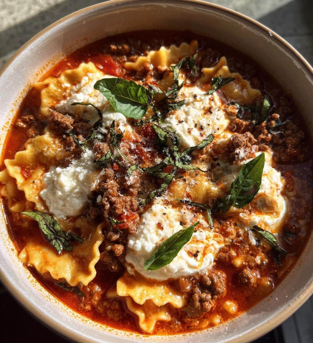 lasagna soup with ricotta - detail 1