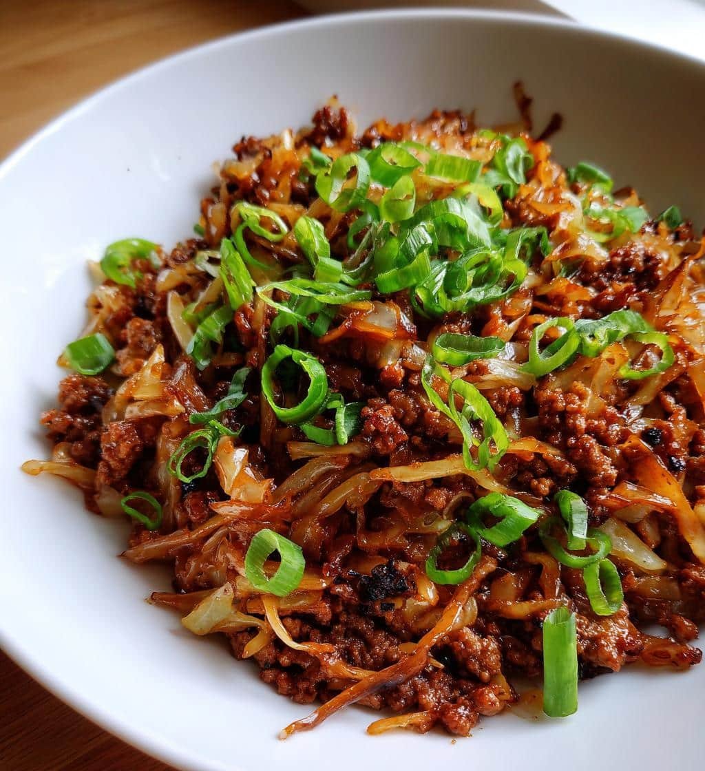 low carb mongolian ground beef and cabbage - detail 1