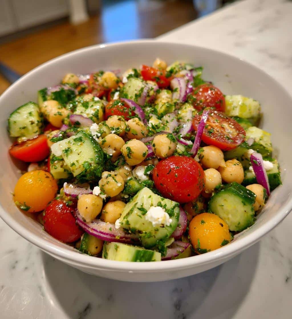 mediterranean chickpea feta salad - detail 1