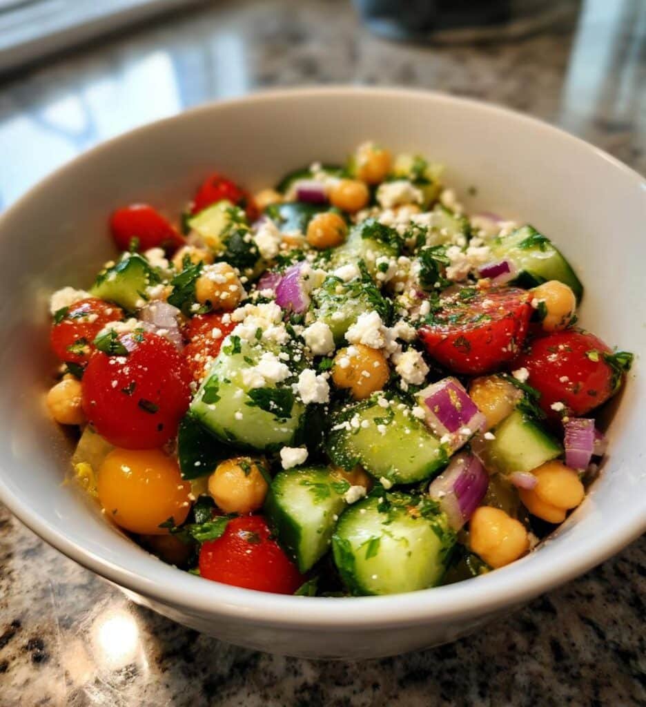 mediterranean chickpea feta salad