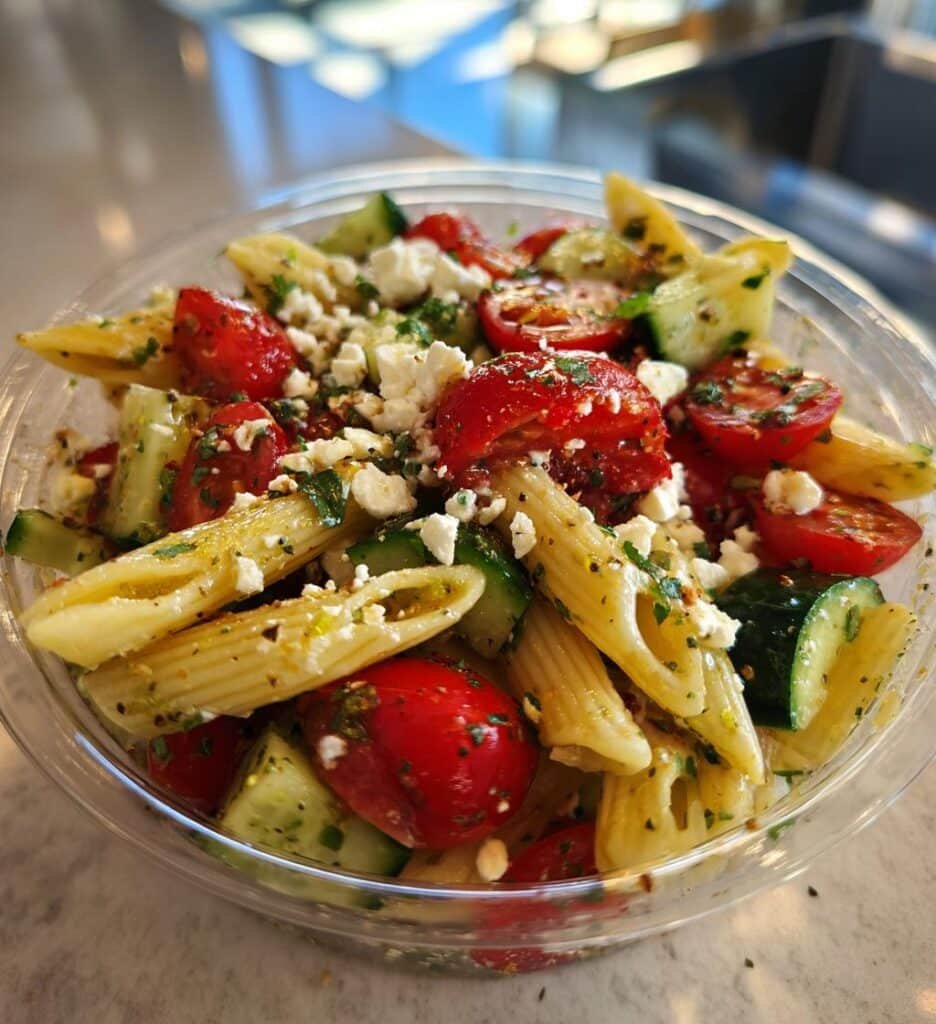 pink pasta salad cups