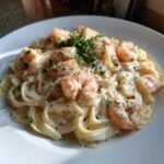 savory creamy shrimp fettuccine pasta with homemade alfredo sauce