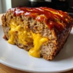savory juicy baked cheeseburger meatloaf