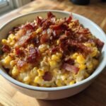 slow cooker cheddar corn with bacon