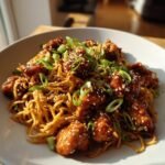 sticky garlic chicken noodles