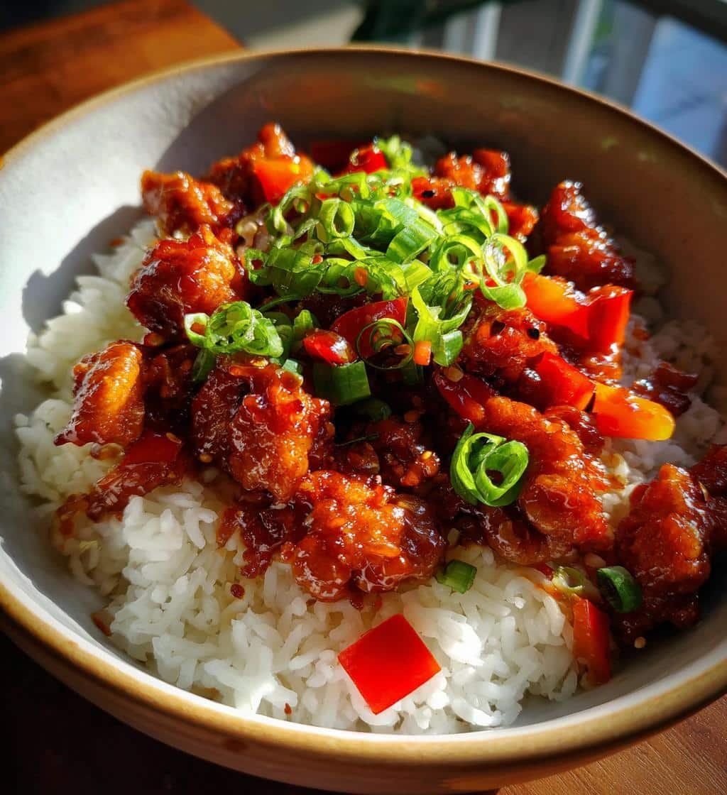 sweet chili chicken rice bowls - detail 1