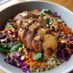 thai peanut chicken buddha bowl