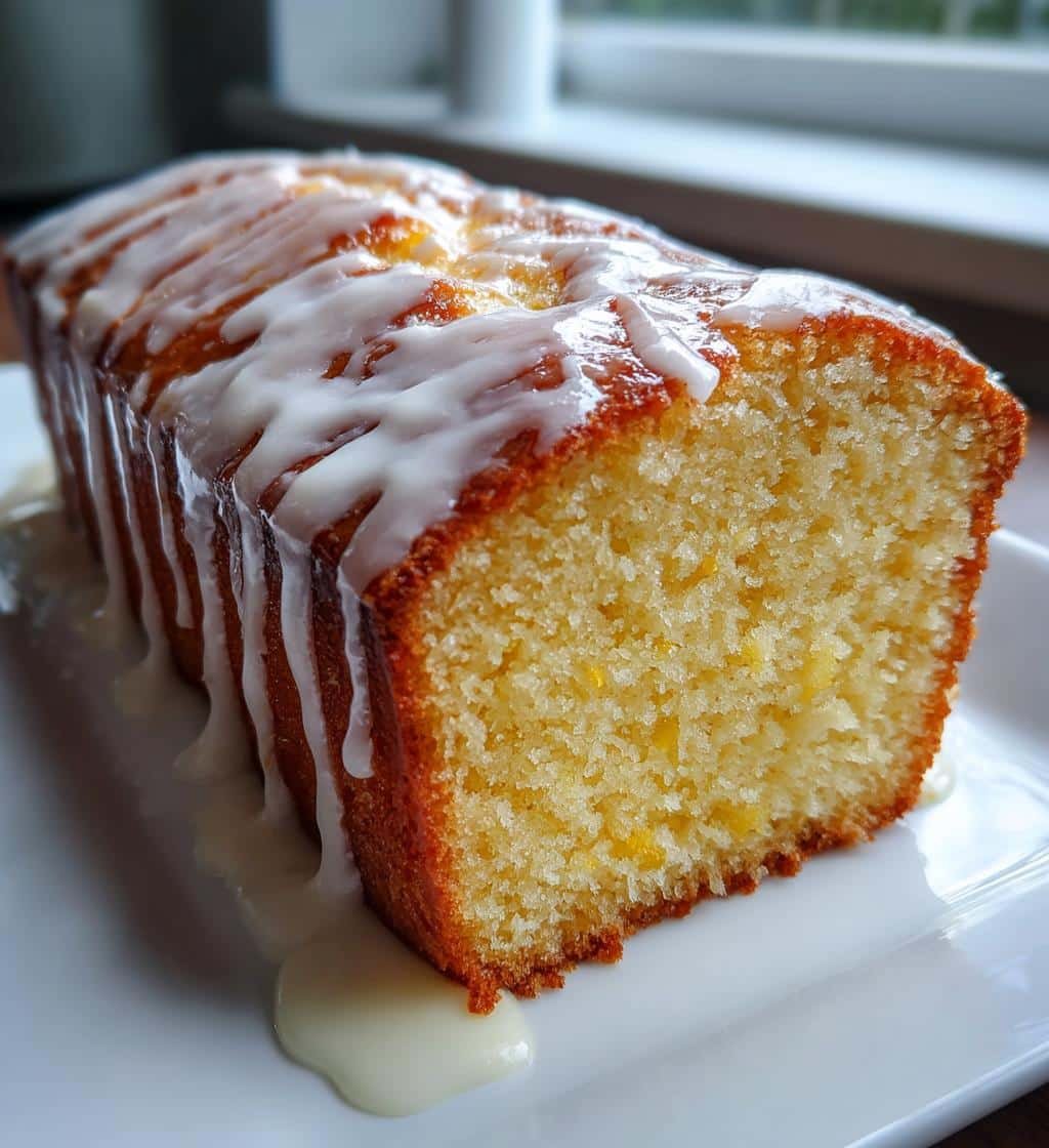 vanilla buttermilk pound cake with cream cheese glaze - detail 1