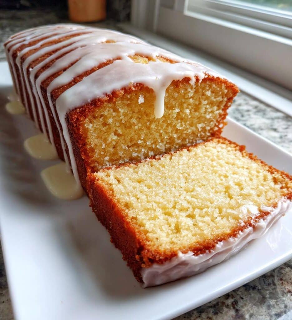 vanilla buttermilk pound cake with cream cheese glaze