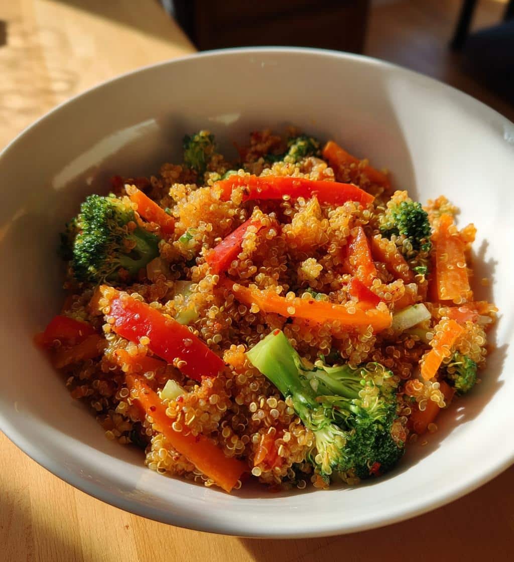 vibrant quinoa veggie stir fry clean eating - detail 1