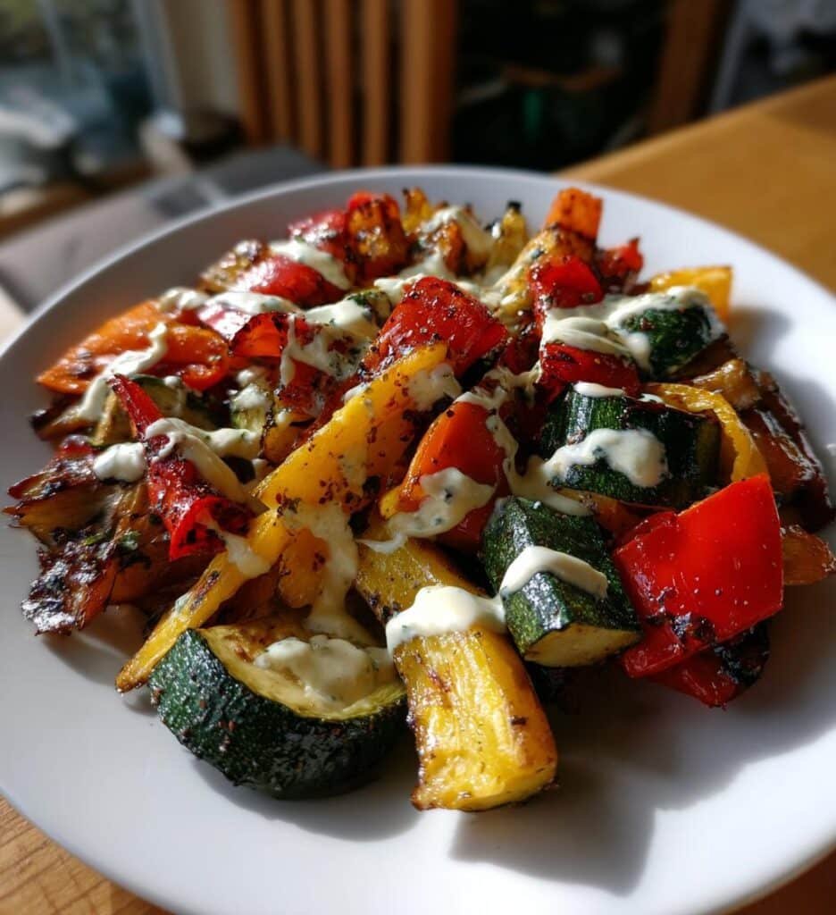 vibrant roasted vegetables with feta sauce simple luxury