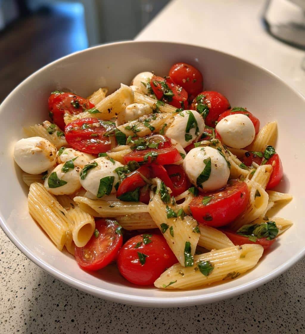 zesty caprese pasta salad light cravings - detail 1